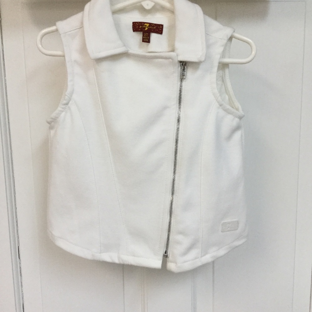 7 FOR ALL MANKIND sz 3T Vest Moto Zip Indoor Outdoor White